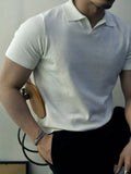 AIDASE  -  Summer Lightweight  Knitted Shirt Short Sleeve Turn-down Collar Men's Business Casual  Color American Retro T-shirt aidase-shop