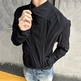 AIDASE  -  New Summer Men'a Jackets Solid Color Stand Collar Zipper Mesh Patchwork Sun-proof Clothing Solid Color Male Coats aidase-shop
