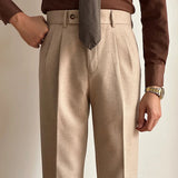 AIDASE  -  New Men's Light Mature British Retro Pants Business Casual Slim Fit Straight Leg Pants Solid Color Versatile Trousers for Men aidase-shop