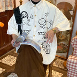 AIDASE  -  Men Shirt Printing Striped Lapel Short Sleeve Summer Male Tops Streetwear Loose 2025 Shirts Fashion Casual Men Clothing aidase-shop