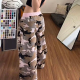 AIDASE  -  Women Camouflage Baggy Pants Y2k Pink Drawstring Waist Trousers Harajuku Wide Leg Long Sweatpants Female Loose Fit Pants aidase-shop