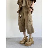 AIDASE  -  Summer Vintage Artistic Lazy Style Pleated Casual Pants Loose Big Pocket Men's Women's College Style Seven-Five Pants Trendy aidase-shop