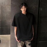 AIDASE  -  Casual Men T-shirt 2025 Summer Solid Color Round Neck Beaded Beads Structure Design Trendy Short Sleeved Men's Tops 21E5860 aidase-shop