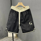 Aidase  Summer Men Trendy Contrast Color Quick Drying Sports Short Pants Male Casual Loose Letter Embroidery Straight Beach Shorts