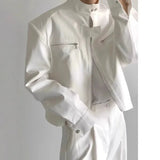 AIDASE  -  Fashionable Retro Zipper Collar Men's Jacket Short Loose Shoulder Padded Aircraft Style Casual Outerwear Spring Autumn New Korea aidase-shop