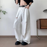 AIDASE  -  Fashion Wide-Leg Men Jeans Popular Ripped Pants Summer Personality Versatile Clothing 2025 New Trend Menswear aidase-shop