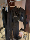 AIDASE  -  American Trendy Motorcycle Suit Slim Short Jacket Double Zipper Washing PU Leather Jacket High Street Versatile Leather Jacket aidase-shop