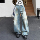 AIDASE  -  American Street Style Men's Jeans Vintage Trendy Straight-leg Flared Pants Summer New Fashion Personality Clothing 21E6614 aidase-shop