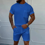 AIDASE  -  European and American Men's Sports Suit Short Sleeved Shorts Two-piece Casual Sports Round Neck Jogging Suit aidase-shop