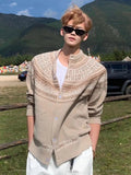 AIDASE  -  American Fair Isle Knitted irt Men Women Autumn Outerwear Lazy Loose Sle Sweater Cardigan Casual Wear Nylon Polyester aidase-shop