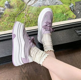 AIDASE  -  Spring New Women's Platform Wedge Sneakers Thick Sole Height Increasing Casual Fashion Versatile Lace up Board Shoes aidase-shop