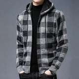 Aidase Knit Sweater Male Zipper Plaid Men's Clothing Cardigan Hoodies Zip-up Thick Winter Red Tops Jumpers Casual Stylish Hot aidase-shop