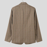 AIDASE  -  Men Blazer Plaid Lapel Long Sleeve Button Casual Suits Men Streetwear 2025 Autumn Fashion Leisure Male Coats S-5XL aidase-shop
