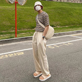Aidase Mens Cotton Linen Casual Straight Leg Cinch Pants Genderless 2024 New Summer Fashion Simple Youth Thin Solid Color Pants Unisex aidase-shop