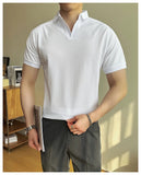 AIDASE  -  High-quality Solid Color V-neck Men's Breathable Moisture-wicking Polo Shirt, Stretchable T-shirt for Casual Business Wear M-6XL aidase-shop