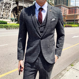 Aidase Men's High-quality Large Suit 6XL/7XL 3-piece Suit (suit+vest+pants) Business Fashion Check Suit Groom Wedding Banquet Suit aidase-shop