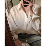 AIDASE  -  Korean Version Solid Color Elastic Fashionable Top Men Solid Color Free Long-sleeved Shirt for Autumn New High-end Trendy Shirt