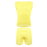 AIDASE  -  Sexy Sleeveless Mesh Transparent T-shirts Mens Lounge Undershirts Tank Tops Sexy Homme Boxer Shorts Gym Homewear Men Clothes Set aidase-shop