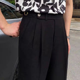 AIDASE  -  Seersucker Naples Suit Trousers Mens British Stylish High-waisted Belt Design Straight Pants Summer Slim Business Casual Pants aidase-shop