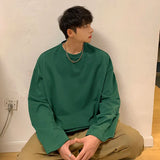 Oversized Men's T-shirts Long Sleeve Quality Cotton Fashion Korean Clothing Tops Solid Color Harajuku Male Tees aidase-shop