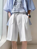 AIDASE  -  White DK Suit orts Men Summer Fre Sle Five-Point Straight Leg Casual Pants mid Waist Zipper Fly College Sle Leisure Wear aidase-shop