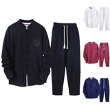 AIDASE  -  Day Man Suit Chinese Men Fall Linen Suit Men'S Chinese Tang Suit Two Piece Set Of Retro Disk Cotton Tea Zen Clothing 007 Suit aidase-shop