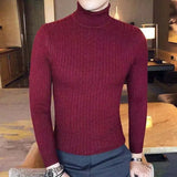 Korean Fashion Autumn Men Casual Vintage Style Sweater Wool Turtleneck Oversize  Winter Men Warm Cotton Pullovers Sweaters aidase-shop