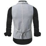 AIDASE  -  Trendy Slim Fit Mens Waistcoats Spring Casual Turn-down Collar Double-breasted Vest Jacket For Men Autumn Vintage Striped Coats aidase-shop