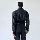 Aidase Autumn Product Design Sense Lgbt Sexy Navel Exposed Fashion High Street High Waist Double Zipper Wide Shoulder Leather Jacket aidase-shop