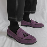 AIDASE  -  Brand Fashion Purple Dress Tassels Loafers Male Business Flats Office Casual Suede Leather Shoes Mens Comfortable Dress Shoes aidase-shop
