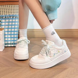 AIDASE  -  New Spring Women's White Shoes Embroidered Floral Thick Sole Platform Sneakers Lightweight Casual Skate Shoes for Students aidase-shop