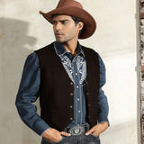 39.93Aidase Denim Vest Men's Suede Leather Suit Casual Western Cowboy Waistcoat Custom Colour Prom Man Clothing Punk Sleeveless Jacket aidase-shop