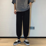AIDASE  -  Ice Silk Student Solid Color Straight Tube Loose Wide Leg Bundle Foot Casual Nine Point Pants Sports Men's Pan Men's Summer Thin aidase-shop