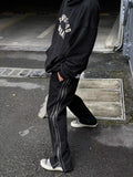 AIDASE  -  American Street Style Loose Side Stripe Casual Pants Men High Street BF Design Sense Splicing Zipper Long Trousers Trendy aidase-shop