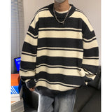 Aidase Striped Men Sweaters Men's Pullovers Harajuku Streetwear Winter New Casual Loose Wool Warm Knited Turtleneck Pullovers Top 3XL aidase-shop