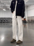 AIDASE  -  White Straight Leg Jeans Men Summer American High Street Vibe Long Pants Elastic Slimming Micro Flare Trousers aidase-shop