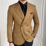 High Quality Retro Double Breasted Blazer Hombre Casual  Coat Slim Long Sleeve Gentleman Suit Blazers Chaquetas Hombre De Vestir aidase-shop