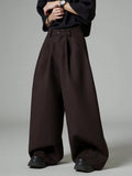 AIDASE  -  Loose Fit Men's Casual Pants with Pockets Pleated Slimming Daily Simple Style Pure Color Imported from Mainland China aidase-shop