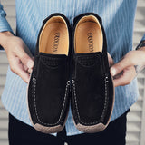 AIDASE  -  Square-toe Loafers Non-slip Outdoor Moccasins Driving Shoes Daily Commute Men Casual Shoes Suede Leather Men Wedding Shoes aidase-shop