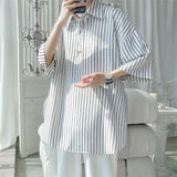 Aidase Told Tale Male Simple Stripe Polo Shirt Men Clothing Loose Casual Men's Shirts Summer Male Short Sleeve Shirts Pullover