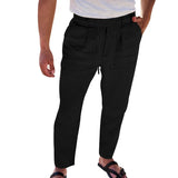 AIDASE  -  New European and American Autumn New Thin Casual Lace-up New Men's Cotton Linen Drawstring Straight Trousers aidase-shop