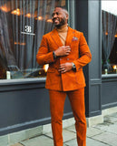 AIDASE  -  Wedding Men Suits Tuxedos Groom Wear Orange Peaked Lapel Formal Suit Custom Size High Quality 2 Pieces Jacket+Pant aidase-shop