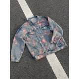 Aidase 2025 New Rose Print Denim Jackets for Men Women Vintage Jeans Coats Gothic Oversized Male's Casual Clothes