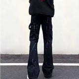 AIDASE  -  American High Street Splashed Denim Micro Flared Jeans Unisex Vintage Slimming Loose Straight Leg Casual Trousers aidase-shop