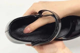 AIDASE  -  French Style Mary Jane High Heels for Women Summer Open Toe Chunky Block Heel Sandals Black Leather Loafers New Arrival aidase-shop
