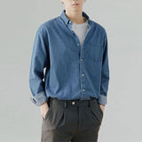 AIDASE  -  Basic Denim Shirt Coats Long Sleeve Men Youth Spring Koreon Casual Solid Safari Style Pocket Lapel High Street All-match Jackets aidase-shop