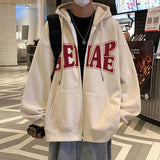 AIDASE  -  American Style Loose Men's Hoodie Jacket Spring Autumn High Street Casual Couple Open Cardigan Top Polyester Fiber Long Sleev... aidase-shop
