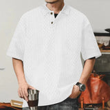AIDASE  -  Short Sleeved POLO Shirt for Men's Summer Knit Jacquard Texture Oversized Loose Collar Niche T-shirt aidase-shop