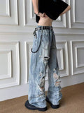 AIDASE  -  American Street Style Ripped Men Jeans Summer Washed Straight-leg Personality Fashionable Handsome Male Trousers 21E6562 aidase-shop