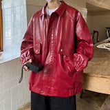 Aidase Men Bomber Leather Jacket Man PU Leather Jackets Male Streetwear Coat Jacket Motorcycle PU Leather Coats Fashion Zipper Jackets aidase-shop